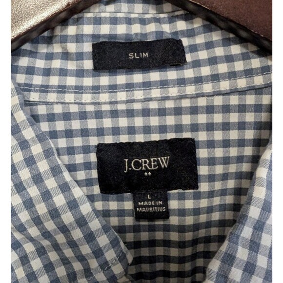 J.Crew Size Large Mens Button Down Shirt Light Blue Check Lightweight Slim Fit - Picture 2 of 5